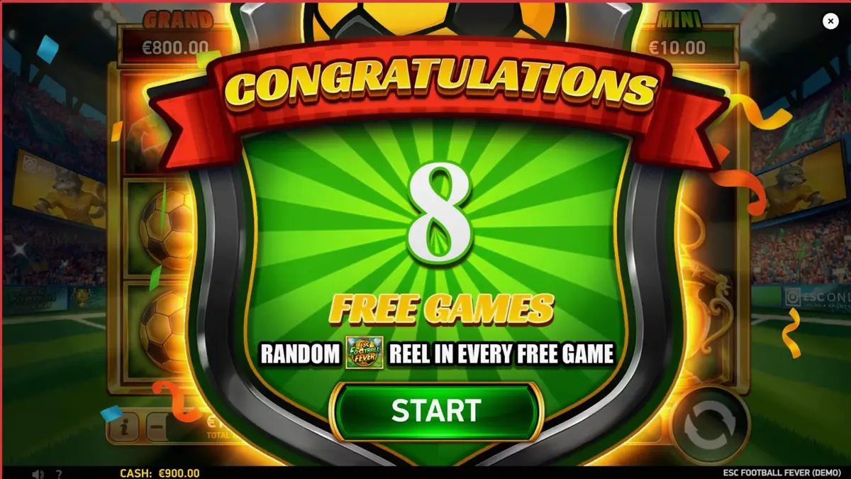 Tampilan visual stadion sepak bola dalam slot ESC Football Fever